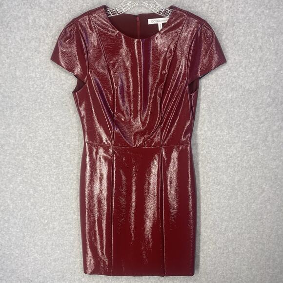 🍷 BCBGeneration Burgundy Pleather Mini Dress NWT - Picture 4 of 16